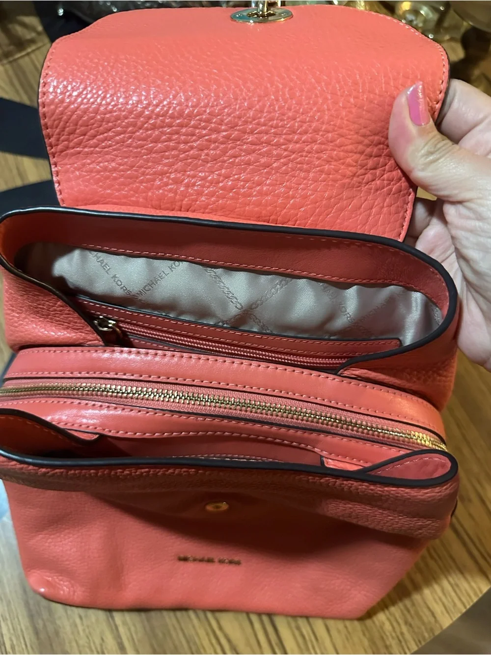 Michael Kors Coral Pink Leather Backpack